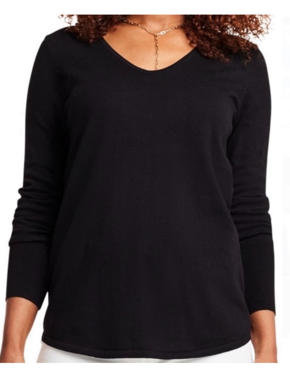 NIC+ZOE Black Scoop Neck Long Sleeve Knit Top